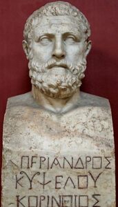 Bust of Periander bearing the inscription “Periander, son of Cypselus, Corinthian.”
